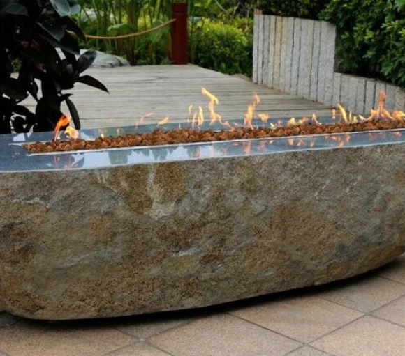 Burning Rock Granite Boulder Fire Pit | OFS005 | Custom Made to Order