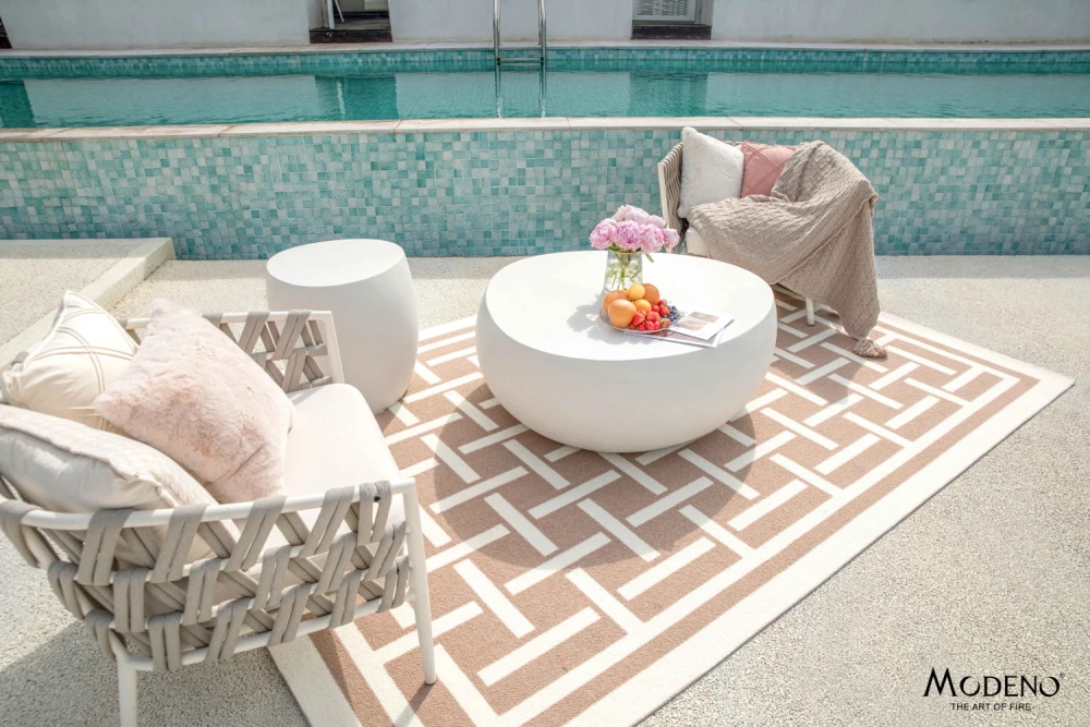 Ikaria Cobble Cream White Side Table | Luxury Outdoor Living