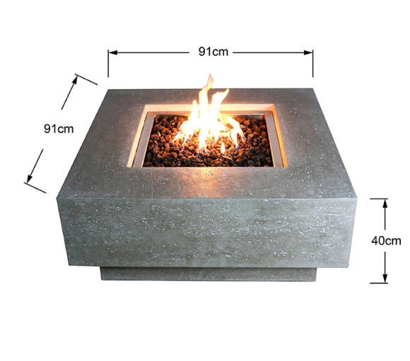 Elementi Manhattan gas fire pit table stock 2